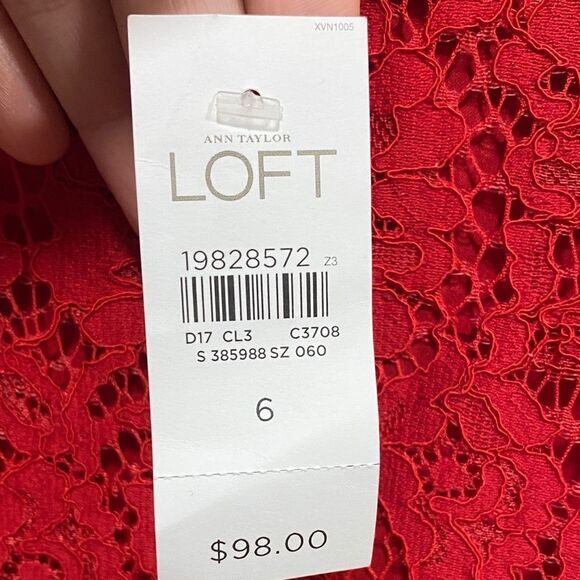 Ann Taylor LOFT Red Floral Lace Mock Neck Shift Dress | Size 6 NWT MSRP $98 - Picture 5 of 10
